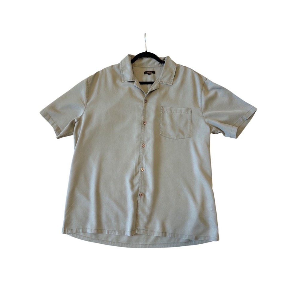 Quince Mens XL Tencel Lyocell Short Sleeve Button Down Shirt Sage Green Twill